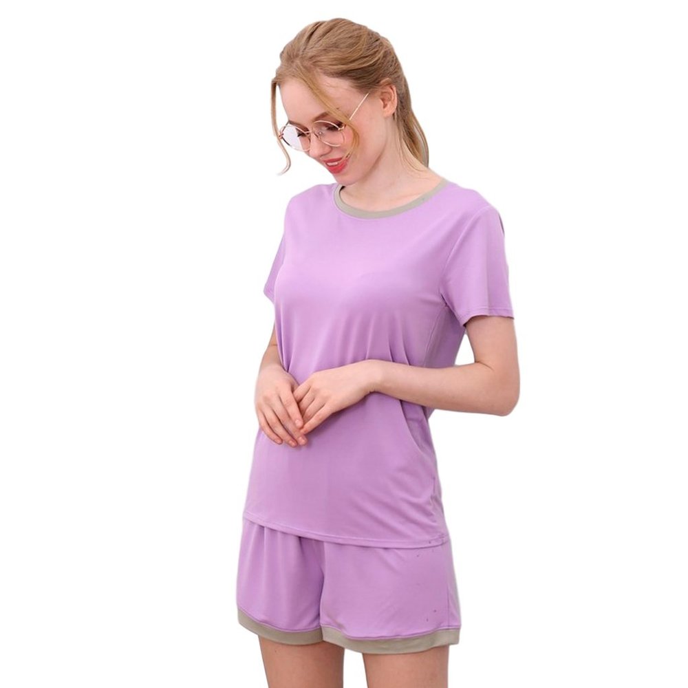 Women's Short Sleeve Shirt with Shorts Pajama Set